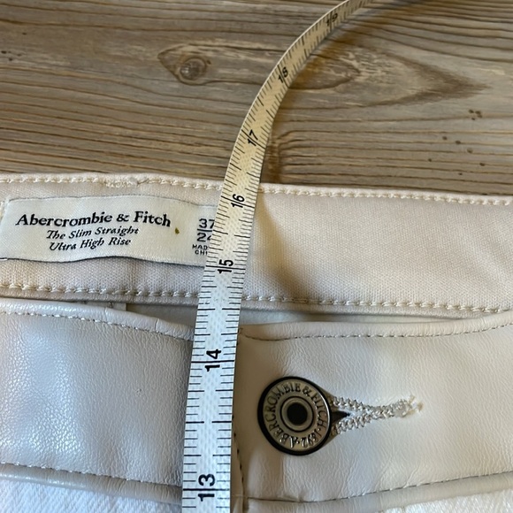 Abercrombie & Fitch Slim Straight Ultra High Denim Faux Leather Pant Plus Sz 24 - Picture 10 of 14